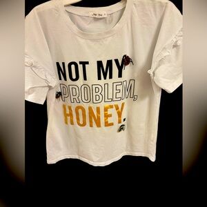 White Graphic Tee with Bold Text